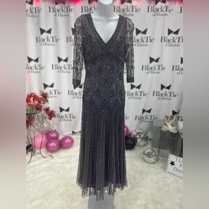 Black Sequin Embellished V-Neck Gown